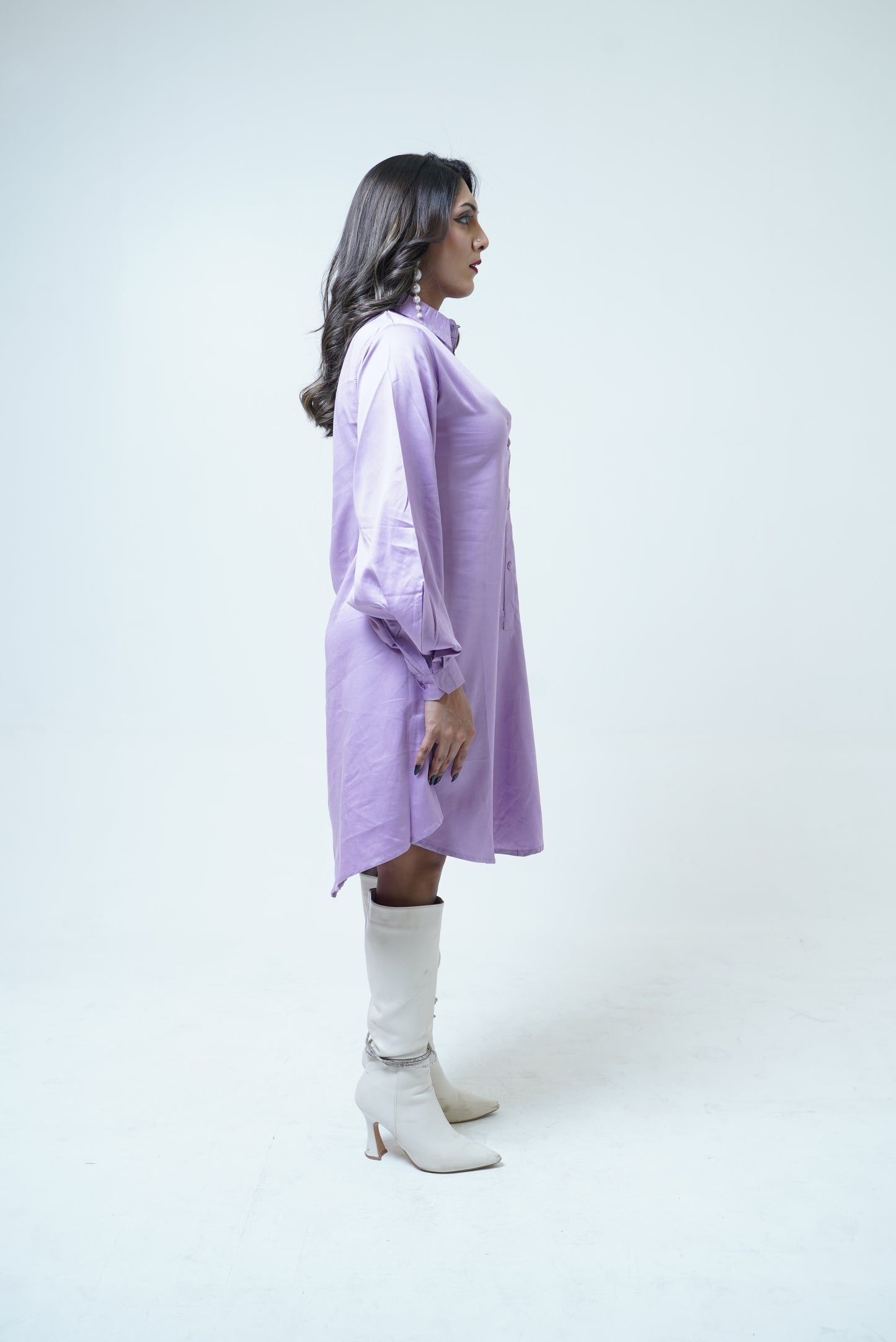 The Lantern Sleeve A-Line Shirt Dress